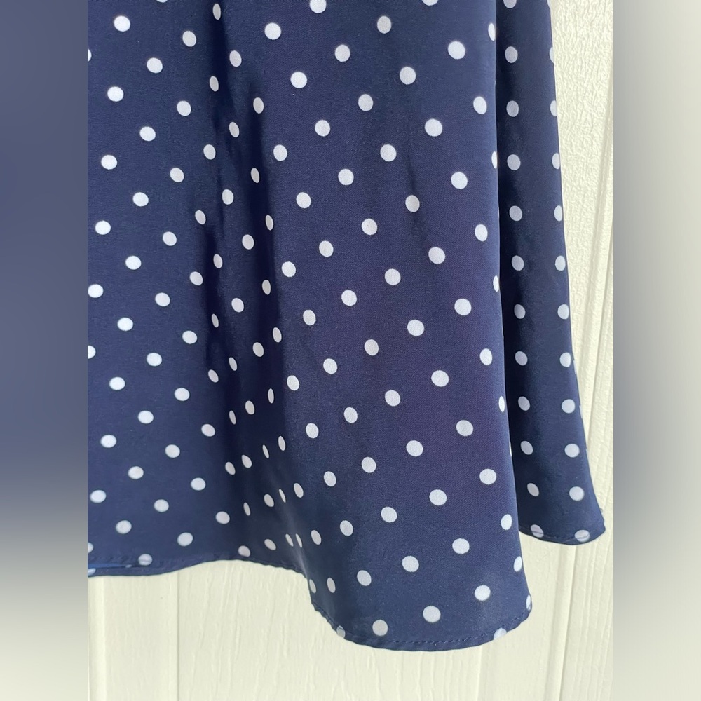 Preppy Polka Dot Navy Flare Mini Skirt Quiet Luxury Lauren RL Sz 6 - Picture 4 of 15